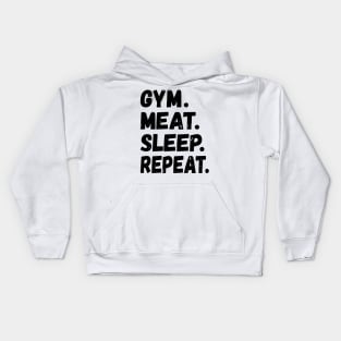 GYM MEAT SLEEP REPEAT BOLD GRUNGE FUNNY CARNIVORE ACTIVEWEAR Kids Hoodie